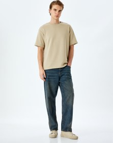 Resim Normal Bel Pamuklu Bol Baggy Jean Pantolon 
