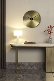 Resim Metal Duvar Saati, Eskitme Gold Vintage, İskandinav Sadeliği, Modern ve Şık Kaplamalı Duvar Saati 35 cm Ø 
