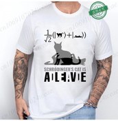 Resim Kucluterkek Yaz Rahat Komik Kedi Kaçış Planı Bilim Tasarım Kısa Kollu T-shirtgümüş Gümüş 