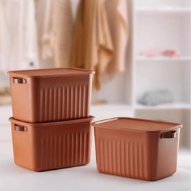 Resim Deconox 1 Adet Düzenleyici Kapaklı Kutu, Dekoratif Saklama Kutusu, Organizer (35cm*25cm*22cm) KREMİT 15 LİTRE 