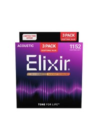 Resim Elixir 011-052 Bronz Akustik Gitar Teli Ekonomik 3'lü Set 16564 