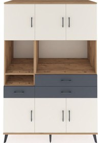 Resim Kronos Dolap 9 Raflı 3 Çekmeceli 6 Kapaklı 132x59x195 Çam-aytaşı/antrasit Aytası/antrasıt 