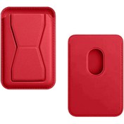 Resim iPhone Magsafe Destekli Cardsafe Stand Özellikli Deri Kartlık Cüzdan 