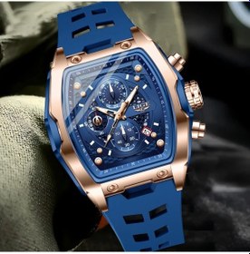 Resim Oldfriend Lıge Gül Mavisi Erkek Saati Spor Kronograf Çok Fonksiyonlu Tarihli Silikon Kayış Kuvars Diğer 