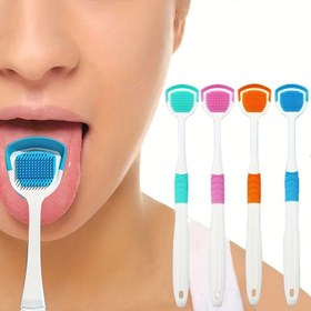 Resim Yetişkinler için 4 Adet Silikon Dil Kazıyıcı - Alkolsüz, Derin Temizlik Ağız Bakım Aracı, Kötü Nefes & Bakterileri Azaltmak İçin, Rahat Tutuş Tasarımı 