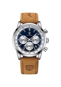 Resim Poedagar 921 Kuvars Erkek Kol Saati - Deri Gümüş Siyah Gümüş 