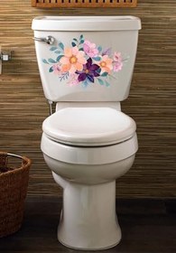 Resim Sulu Boya Çiçekler Klozet Dolap Ve Banyo Sticker 