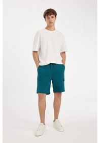 Resim DeFacto Regular Fit Düz Paça Kargo Cepli Basic Düz Şort B8796AX24SMGN1211 