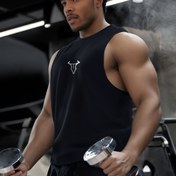 Resim Erkekler için Hafif Hızlı Kuruyan Atletik Tank Topu, Şık Beyaz Mürekkep Logosu Baskılı - Koşu, Spor Salonu, Basketbol ve Günlük Giyim için Nefes Alabilen Kolsuz Antrenman Gömleği - Erkekler için Yaz Spor Giyimi, Spor Salonu Giyimleri, Dayanıklı Spor Giyimleri 