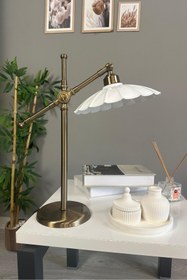 Resim Bamyum Risso Beyaz Metal Masa Okuma Lambası E27 Duylu 