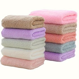 Resim 5 adet Mercan Polar Yüz Havlusu Seti, Yumuşak Emici Kare Havlular, Rastgele Renkler, İnce Ancak Rahat, Banyo ve Temizlik Malzemeleri için Çok Amaçlı Küçük Yüz Havluları 