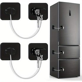 Resim 2'li Set - Tek Kilit ve Anahtar, Ağır Hizmet Tipi Metal Güvenlik Kilidi, Pencere ve Buzdolabı Kilit Seti, Şık Metal Kaplama | Sağlam Yapı | Ev Kapısı Kilitleri 