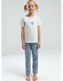 Resim Arnetta 3305 Kız Çocuk Dream Shine Bisiklet Yaka Kısa Kollu Pijama Takım Beyaz 
