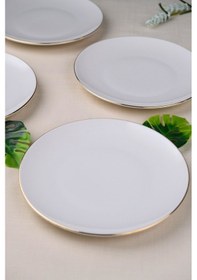 Resim Tabak Evi Porselen Altın Yaldız Pasta Tabağı 20,50cm 4 Lü Çok Renkli 