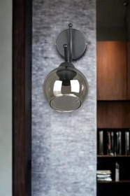 Resim Fer Avize Sıla Aplik Modern Tasarım Siyah Renk Beyaz Camlı Cafe - Mutfak - Yatak odası - Hol Duvar Aplik 