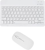 Resim TezMax Philips M9 Plus 10.1" Uyumlu Kablosuz Bluetooth Şarj Edilebilir Klavye Mouse Seti - Beyaz 