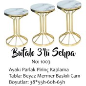 Resim Brc C Orta Sehpa Model Beyaz Mermer Temper Cam Metal Transmisyon 