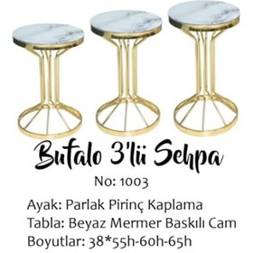 Resim Brc C Orta Sehpa Model Beyaz Mermer Temper Cam Metal Transmisyon 