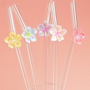 Resim 6 adet, Yeniden Kullanılabilir Cam Pipetler, Çiçek Desenli Cam Pipetler, Günlük ve Parti İçme Suyu, Kahve, Süt Çayı, Soğuk İçecekler için Uygun, Kız arkadaşı, erkek arkadaşı, ebeveyn ve arkadaşlara hediye vermek için, Noel, Şükran Günü, Düğünler ve Barlar için. 
