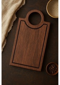 Resim Fam Wood Art Doğal Ahşap Peynir Ve Sunum Tabağı Dikdörtgen %100 Çam Ağacı Kahverengi 