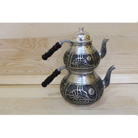 Resim Tuğra Desenli Eskitme Ağır Bakır Çaydanlık Büyük Boy Bakır Renk Bakır 