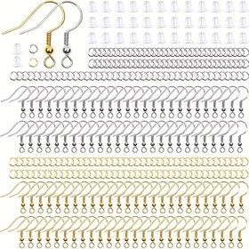 Resim 600 adet Hipoalerjenik Küpe saç tokası, Hipoalerjenik Küpe Kançaları, Atma Halkaları ve DIY Takı Yapımı için Şeffaf Kauçuk Küpe Arka Planları ile Küpe Yapımı Kiti (Gümüş ve Altın) 