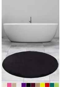 Resim Elite Siyah 100x100 Cm Yuvarlak Peluş Banyo Paspası Kaymaz Taban Siyah 