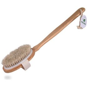 Resim Doğal Ahşap Saplı Selülit Karşıtı At Kılı Fırçası 