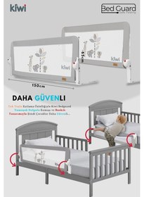 Resim Kiwi Çocuk Yatak Koruyucu Bariyeri Ve Yatak Korkuluğu, Ekstra Dolgulu Kumaş Bed Guard 150x65 