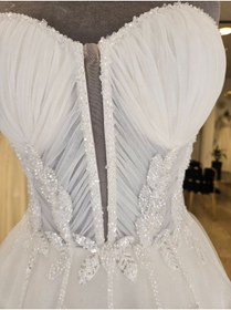 Resim BY SD MY DREAM Straplez pilise detaylı romantik gelinlik 