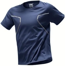 Resim Ghassy Co. Erkek Ultra Esnek Nem Emici Vücut Geometrik Hızlı Kuruyan Hafif Spor T-shirt LACİVERT M 