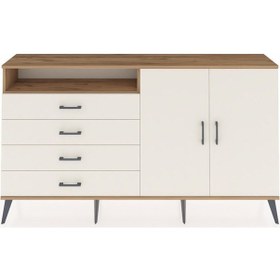 Resim Arges Konsol 3 Raflı 4 Çekmeceli 2 Kapaklı 176x30x99 Çam-aytaşı Aytası/aytası - Atlas Çam 