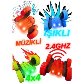 Resim Uzaktan Kumandalı Işıklı Şarjlı 2.4 Ghz Müzikli Demolu Kırılmaz Akrobat Araba Çok Renkli 