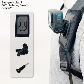 Resim 360 Derece Döndürme saç tokası Sırt Çantası Göğüs Omuz Klipsi Montaj, Insta360 X3 DJI Eylem Mobil Telefon Sırt Çantası saç tokası Montaj Sabitleme Tutucu, Spor Kamerası/Mobil Canlı Yayın/Vide Kayıt Braketi Sabitleme saç tokası Aksesuarları 