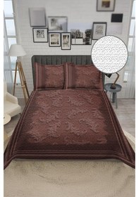 Resim Parlak Kadife Kumaş Kapitoneli Çift Kişilik Yatak Örtüsü Seti 3 Parça Cky0063 Renkli 