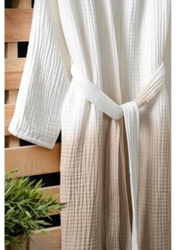 Resim Osimhen Müslin Gölgeli Bornoz %100 Pamuk Bej-s/m Bej 