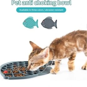 Resim Kedi Için Yalama Matı, Kediler Yavaş Besleyici Yalama Matı, Pet Sakinleştirici Tedavi Mat, Can Sıkıntısı ve Anksiyete Azaltıcı Yalama Mat, Mama, Yoğurt Için Kedi Puzzle Besleyici Kase (Gri) 