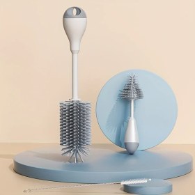 Resim Dashanshop Gri 3ü 1 Arada Silikon Biberon Fırçası Seti Yumuşak Kıllar Emzik Pipet Bardak Temizleyici 