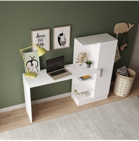 Resim Robinhome Robin Home Arthur Kitaplıklı Çalışma Masası Beyaz 