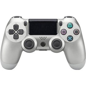 Resim Ps4 Uyumlu Kablosuz Bluetooth Oyun Kolu - Çift Titreşim, Altı Eksen, Dokunmatik Panel Ve Mikrofon Girişi Gümüş 