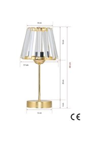 Resim Kristal Cam Başlıklı Metal Ayaklı Gold Abajur Yatak Odası Gece Lambası Oturma Odası Aydınlatma Gold 