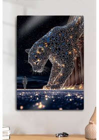 Resim Metal Baskı - Luxury Panter Pırlanta 3d Görünüm, Dekoratif Duvar Tablosu 
