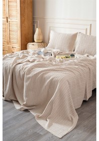 Resim Boho Waffle-bej Tek Kişilik 160x240 Yatak Örtüsü 50x70 - 1 Ad Yastık Kılıfı 7041a 