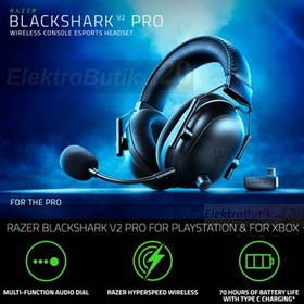 Resim Razer Blackshark V2 PRO Playstation Edition 2024 Siyah Kablosuz Oyuncu Kulaklığı RZ04-04530500-R3G1 