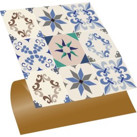 Resim Tink Kendinden Yapışkanlı Mavi Yıldız 9'lu Desenli Pvc Karo 30x30 cm 11 Adet 1m2 