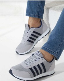 Resim WEBORN Erkek Buz Lacivert Çizgili Casual Rahat Yumuşak Tabanlı Konforlu Sneaker Spor Ayakkabı 
