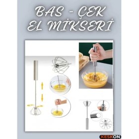 Resim Keskon Bas Çek El Mikseri - Otomatik Paslanmaz Çırpıcı, Pratik Mutfak Çırpma Teli 