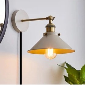 Resim Rsylight Retro Metal Beyaz Kablolu Anahtarlı Rustik Duvar Aplik Çap:30 cm Beyaz 