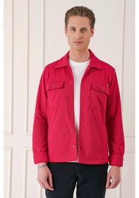 Resim Efor Comfort Fit Kapaklı Cep Fitilli Dokuma Esnek Pamuk Kırmızı Gömlek Ceket G 1561 Kırmızı 