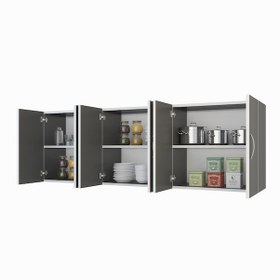 Resim Kenzlife hazır mutfak zanobi gri 060*180*32 mutfak banyo dolabı kapaklı raflı 